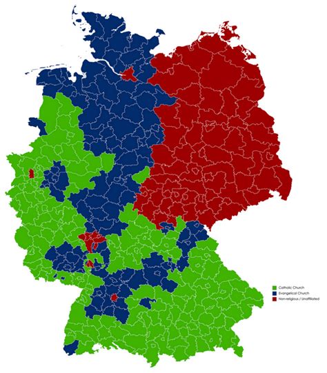 That number is 29 percent catholics. Germany is still divided by east and west - Vivid Maps