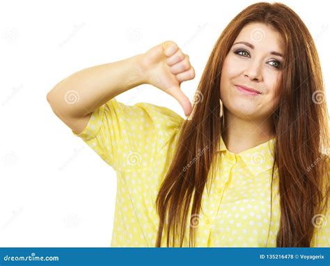 Woman Showing Thumb Down Gesture Stock Photo Image Of Denial Unhappy