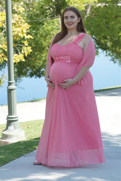Rosette Detail One Shoulder Dress Plus Size Maternity Dresses