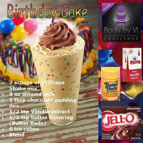 2 scoops french vanilla formula 1 nutritional shake mix 2 tablespoons personalized protein powder (or more) 1 cup plain soy milk or nonfat milk 1/2 very ripe banana 1/8. Healthy Birthday Cake Shake Recipe ~ maybe sub the mix for ...