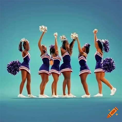 High Energy African American Cheerleaders Cheering