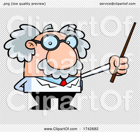Science Professor Albert Einstein Character Holding A Pointer By Hit