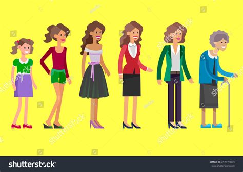 Detailed Character Woman Generations All Age Stock Vector Royalty Free