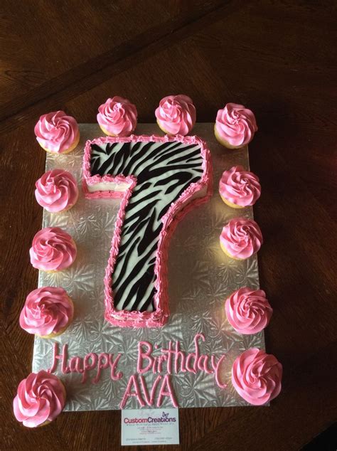 Chocolate Number 7 Cake With Zebra Print Fondant Pipes With Hot Pink