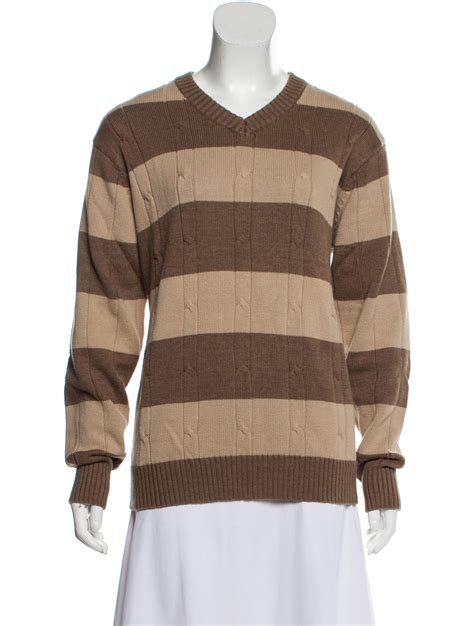 Oscar De La Renta Striped Heavyweight Sweater Brown Knitwear