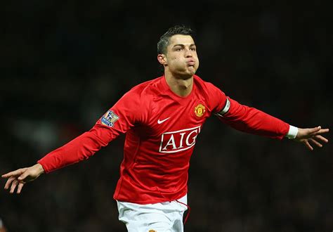 Cristiano Ronaldo Of Manchester United Celebrates As He Scores Their