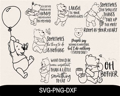 Winnie The Pooh Quotes Svg Bundle Svg Files Winnie The Pooh | Etsy