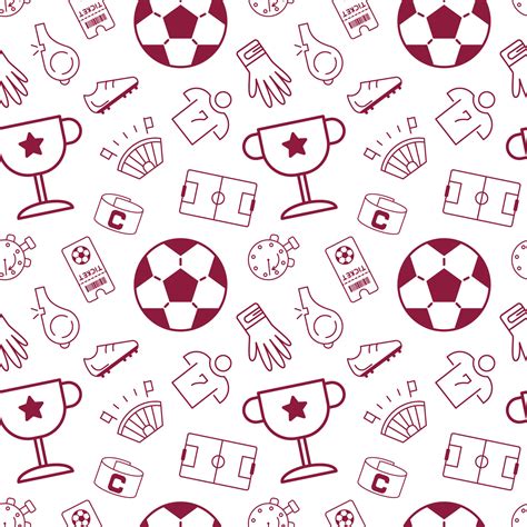 Soccer Icons Seamless Pattern Football Cup Stylish Graphic Design