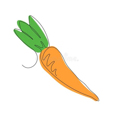 Carrot In Continuous Line Art Drawing Style Whole Carrot And Leaves