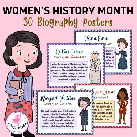 Womens History Month Biography Posters March Bulletin Board Ideas