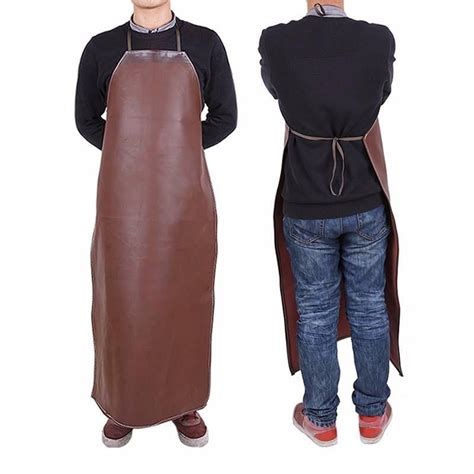 Leather Cooking Baking Aprons Waterproof Oil Proof Kitchen Apron Restaurant Aprons For Men Home