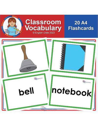 English Unite Flashcards A4 Classroom Vocabulary