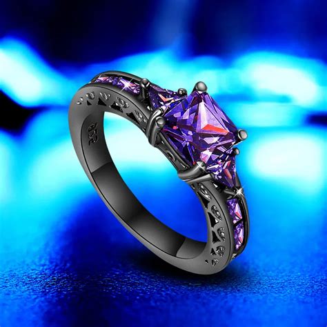 Hainon New Fashion Wedding Rings For Women Purple Cz Zircon Finger