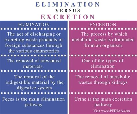 What Is The Difference Between Elimination And Excretion Pediaacom