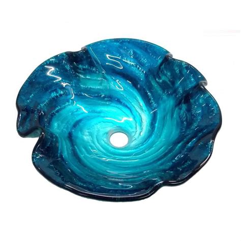 Eden Bath Caribbean Wave Glass Vessel Sink In Blue Ebgs37 The Home