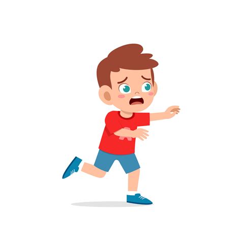 Cute Little Kid Boy Scared And Run Expression Gesture 7943030 Vector