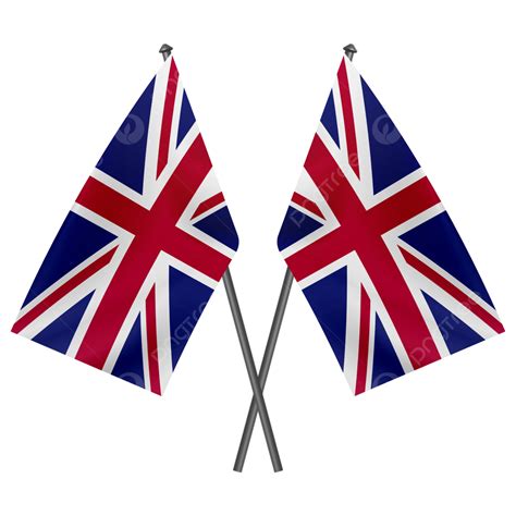 英國國旗橫穿旗桿簡單半寫實插畫透明 國旗 穿越旗幟 透明标志素材圖案，psd和png圖片免費下載
