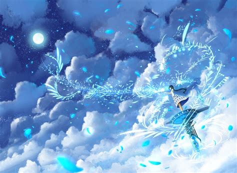Wallpaper Sunlight Anime Girls Sky Clouds Blue Original