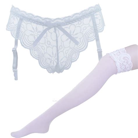 【jcxagr】women Sexy Elasticity Lace Silk Stockings Garters Suspender Nnderwear Panties Wh