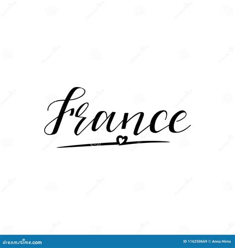 France In French Language Hand Drawn Lettering Background Ink