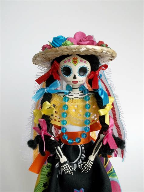 Sacred Heart Colorful Mexican Paper Mache Catrina Doll