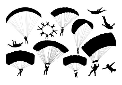 Skydiving Silhouettes Vector 157042 Vector Art At Vecteezy