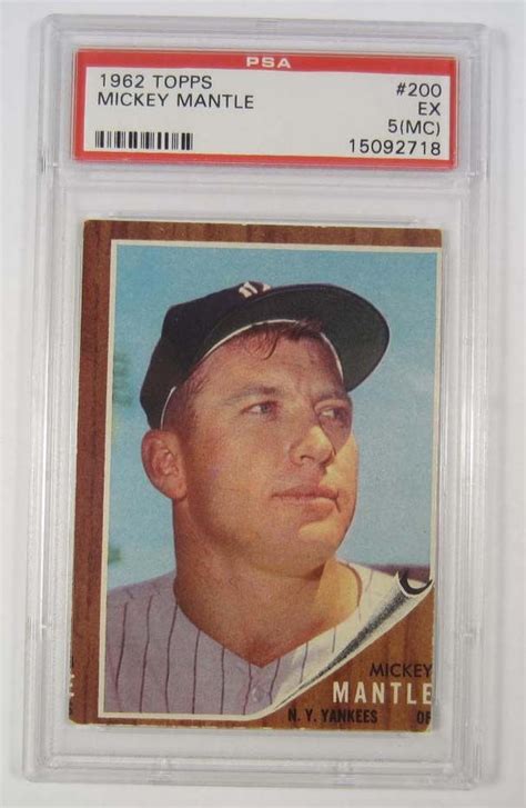 1962 Topps Mickey Mantle 200 Baseball Card Psa 5 Ex