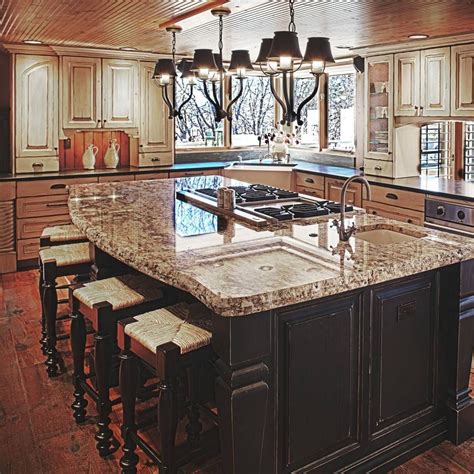 Countertop Lighting And Painted Wood Custom Colorado Rustic Kitchen