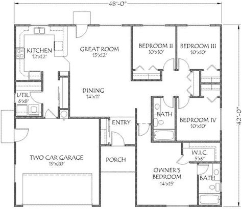 Two more bedrooms share a hall bath.related plan: 8 Pics Metal Building Home Plans 1500 Sq Ft And Description - Alqu Blog