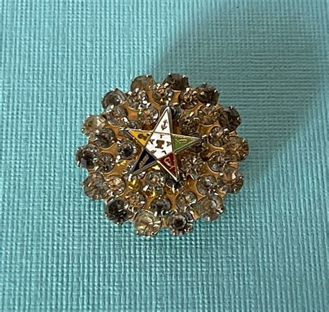 Vintage Order Of The Eastern Star Rhinestone Brooch Oes Etsy