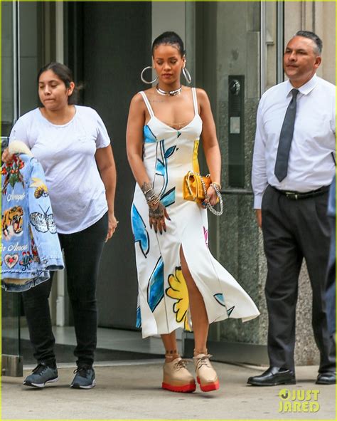 rihanna shows off spring style in floral dress photo 3670388 rihanna photos just jared