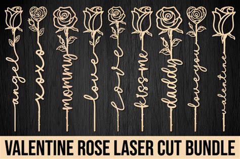 Valentine Rose Laser Cut Bundle Graphic By Abstore · Creative Fabrica