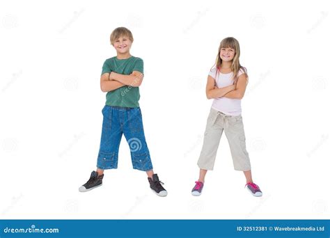 Smiling Children With Their Arms Crossed Stock Image Image Of