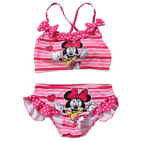 Hot Summer Baby Girls Kids Cartoon 2pcs Tankini Bikini Set Swimwear