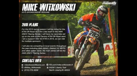 Motocross sponsorship resume template unique download. Mike Witkowski 2015 Sponsorship Resume - YouTube