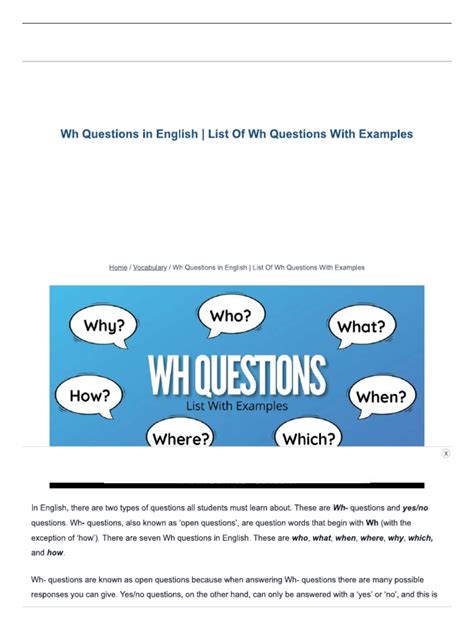 Wh Questions In English List Of Wh Questions With Examples