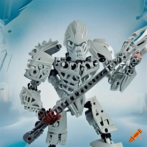White Bionicle Kopaka Lego Set With Spear On Craiyon
