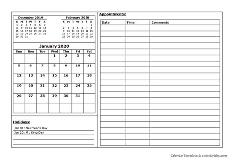 monthly appointment calendar  printable templates