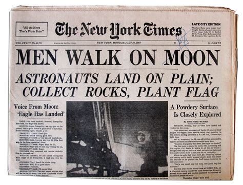 lot detail neil armstrong signed 21 july 1969 new york times newspaper men walk on