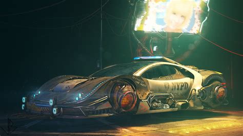 Wallpaper Car Vehicle Cyberpunk Futuristic Artwork 1920x1080