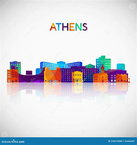 Athens Georgia Skyline Silhouette In Colorful Geometric Style Stock