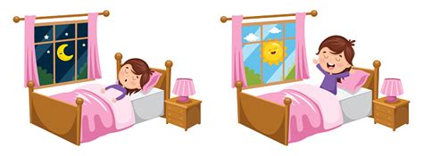 Vector Illustration Of Kid Sleeping And Waking Up Stock Illustration