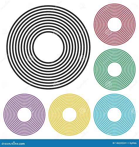 Set Of Concentric Circles Geometric Element Black And Colorful Version