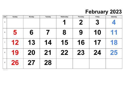 February 2023 Calendar Template Printable Template Calendar