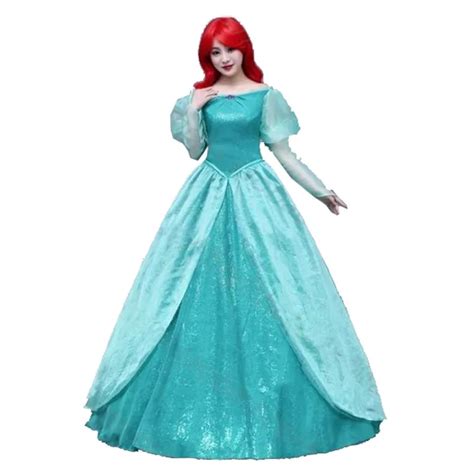 2017 Fantasia Ariel The Little Mermaid Dress Women Adult Blue Princess Ariel Dress Cosplay