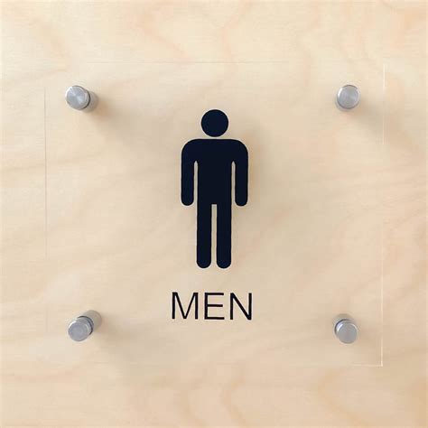 Men Restroom Sign With Standoffs Clear Acrylic Bc Retail Supplies