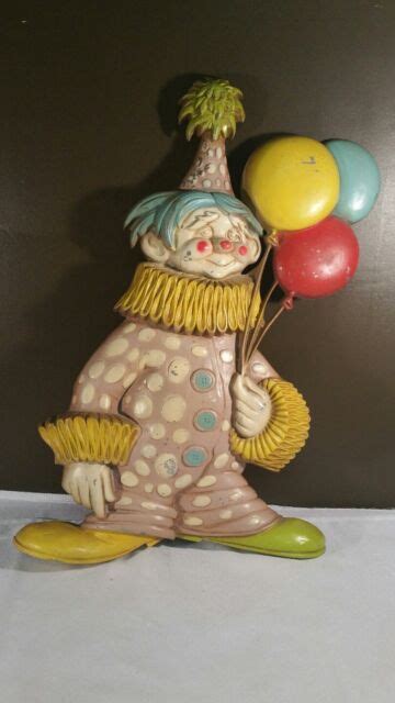 Vintage 1967 20 Sexton Metal Clown With Balloons Wall Hanging Decoration Ebay