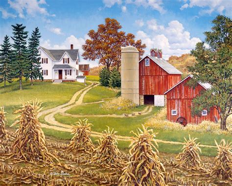 Hilltop Farm © John Sloane Farm Art Farm Paintings Country Barns