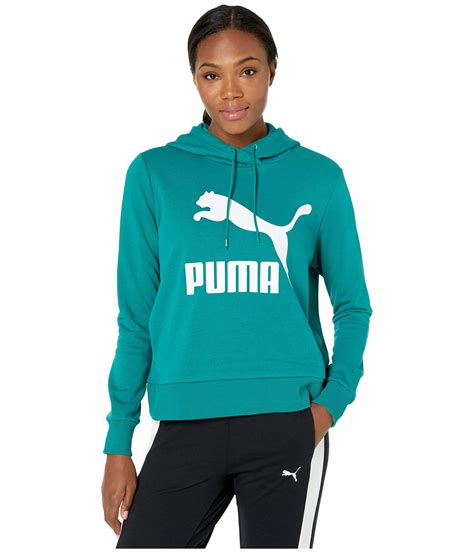 Puma Cotton Classics Logo Hoodie In Green Lyst
