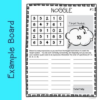NOGGLE: Number Boggle with Answers! by Fidgety in Fourth | TpT